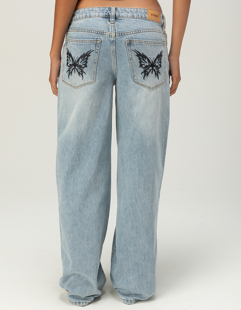 RSQ Womens Low Rise Original Baggy Embroidered Jeans image number 4