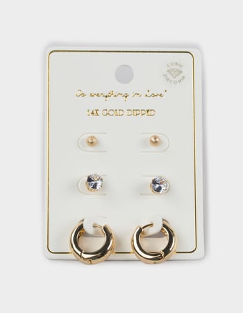 DO EVERYTHING IN LOVE 14K Gold Dipped 3 Pack Earrings Alternative Image