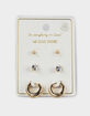 DO EVERYTHING IN LOVE 14K Gold Dipped 3 Pack Earrings image number 2