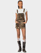 EDIKTED Leopard Denim Overall Mini Dress image number 5