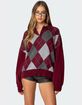 EDIKTED Argyle Oversized Polo Sweater image number 1