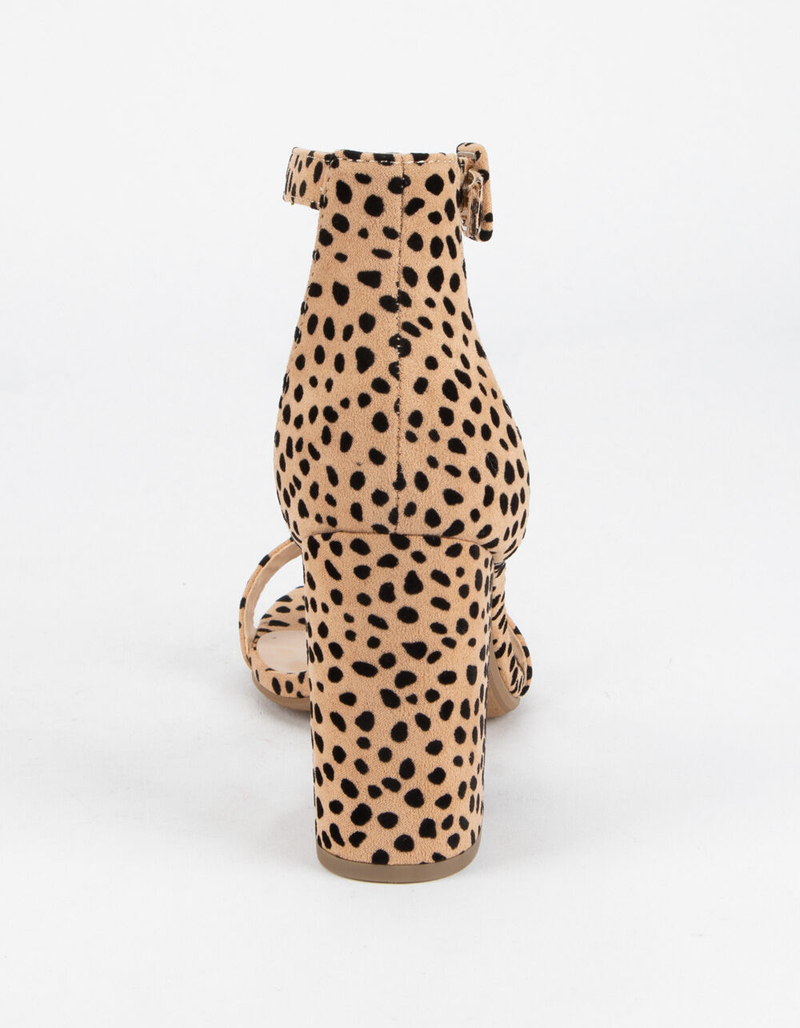 SODA Cheetah Ankle Strap Womens Block Heels image number 3