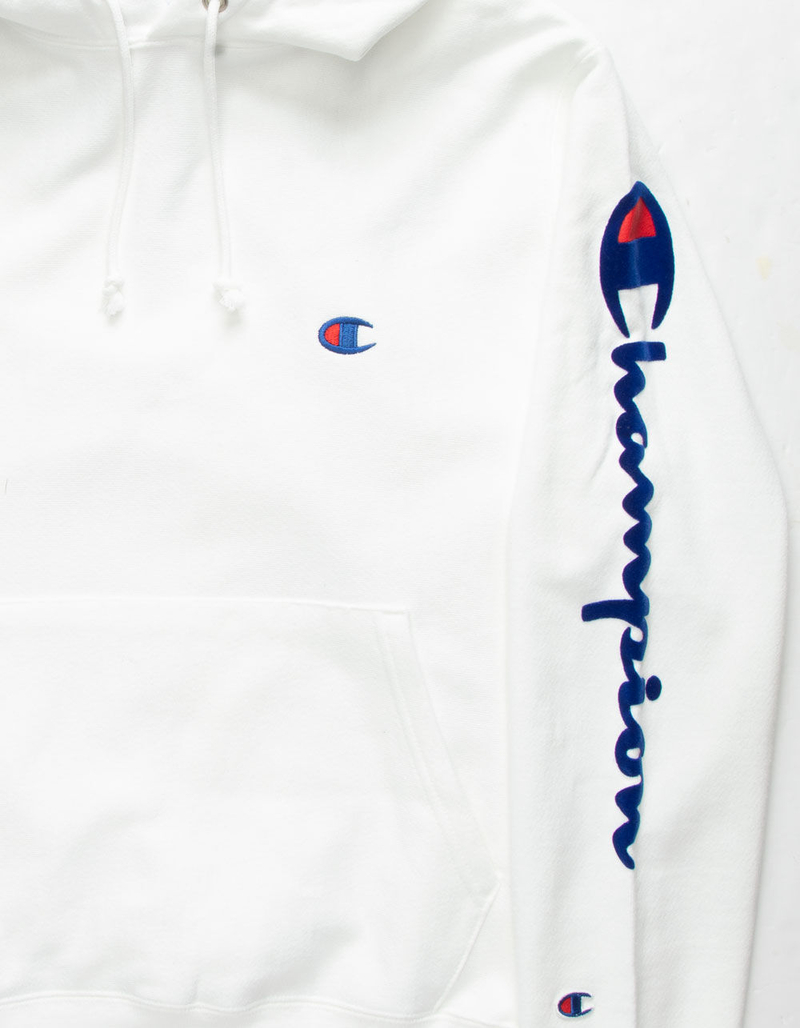 CHAMPION Flock Sleeve White Mens Hoodie image number 2