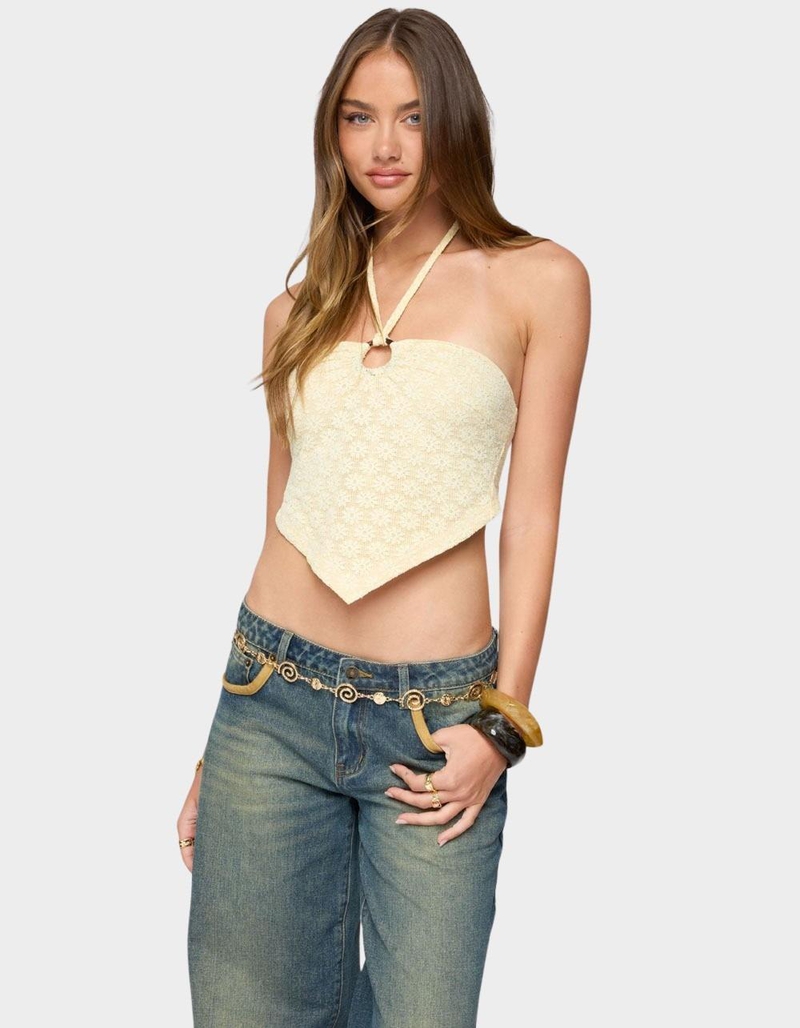 EDIKTED Alana Floral Handkerchief Halter Top image number 1