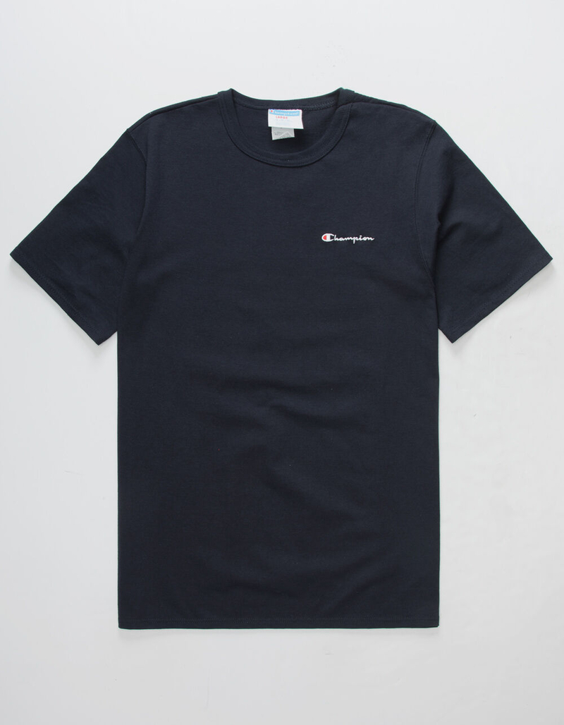 CHAMPION Embroidered Script Logo Navy Mens T-Shirt image number 0