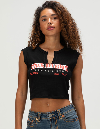 TRUE RELIGION Logo Womens V-Notch Tee Primary Image