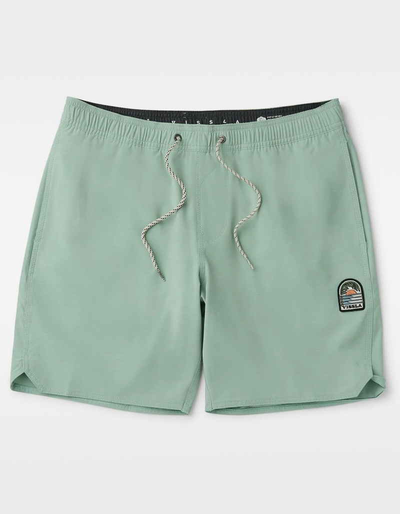 VISSLA Solid Sets Ecolastic Mens 17.5" Volley Shorts image number 0