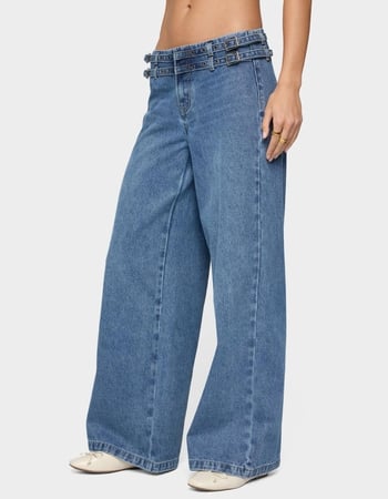 EDIKTED Livia Double Belt Low Rise Jeans Alternative Image