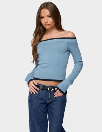 EDIKTED Kezzie Contrast Off Shoulder Knit Top Primary Image
