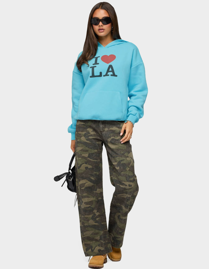 EDIKTED Soya Camo Low Rise Baggy Jeans image number 4