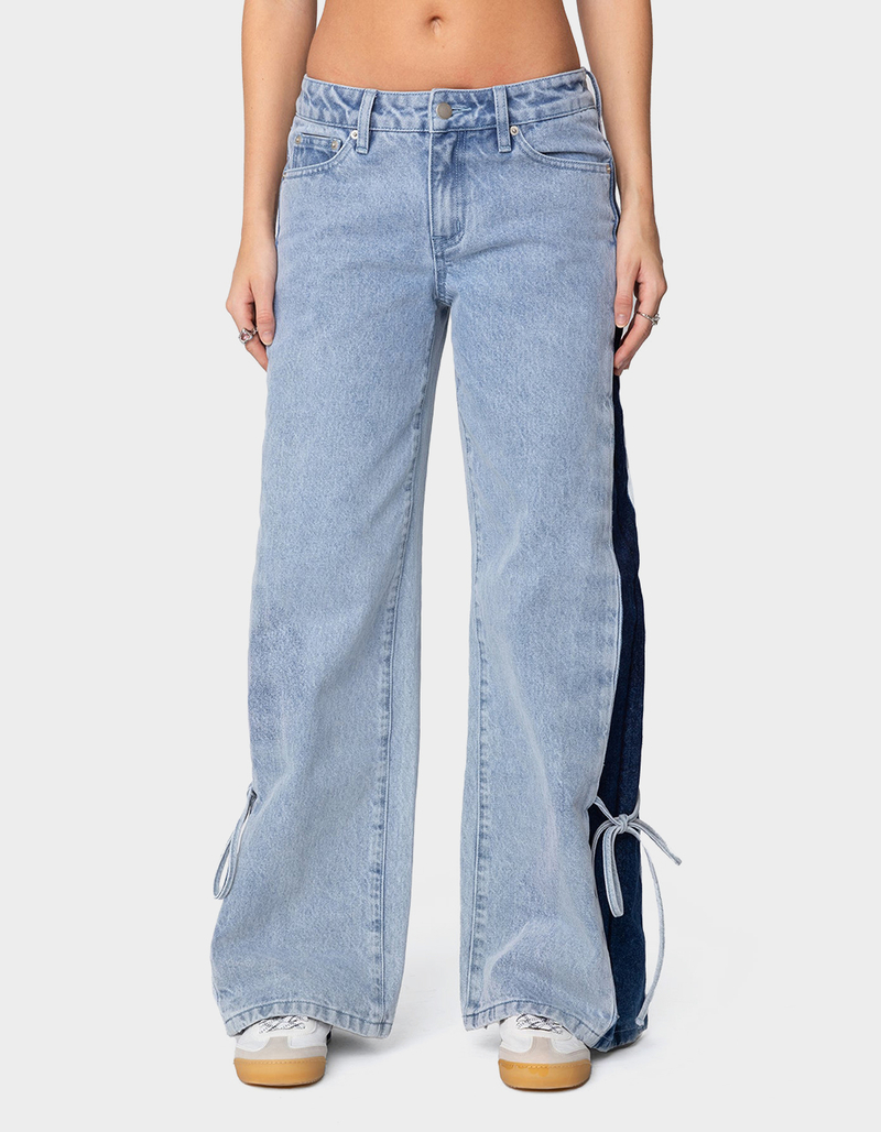 EDIKTED Contrast Split Washed Jeans image number 0