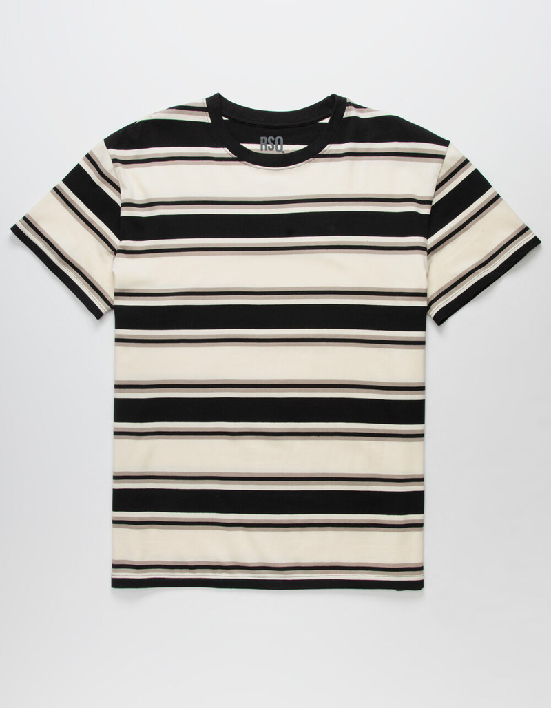 RSQ Oversized Striped Mens Black & White T-Shirt image number 0