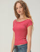 TILLYS Womens Open Neck Stripe Tee image number 3