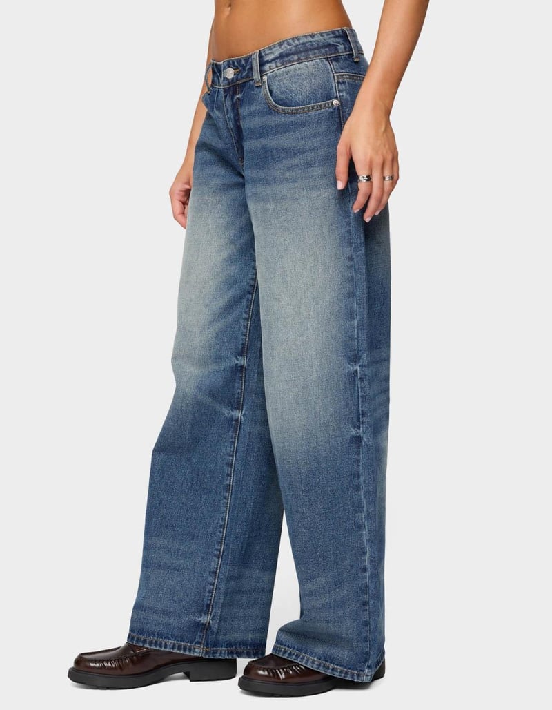 EDIKTED Raelynn Washed Low Rise Baggy Jeans image number 1