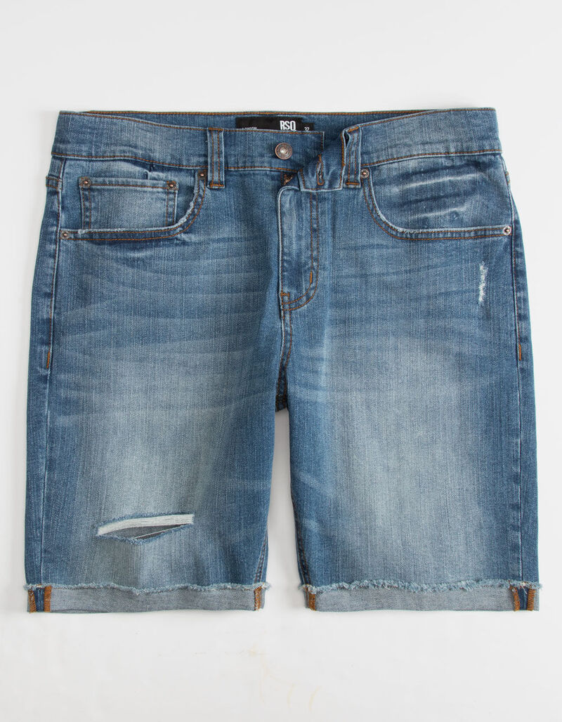 RSQ London Skinny Medium Wash Mens Ripped Denim Shorts - MEWSH - 347018825