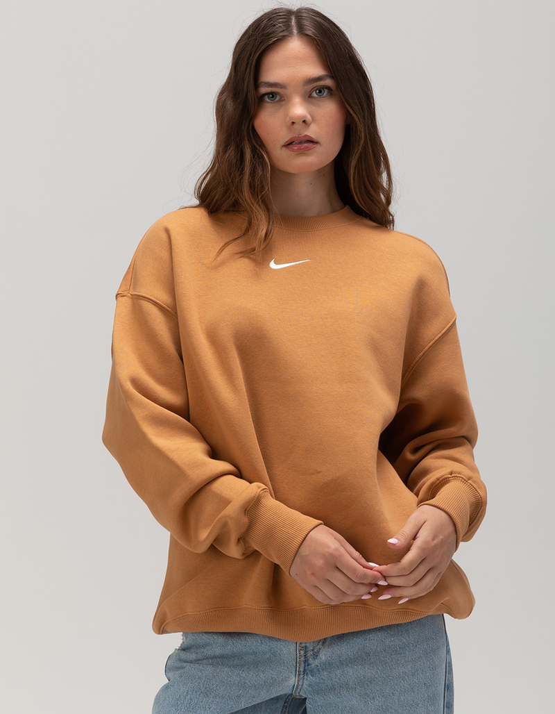 NIKE Sportswear Womens Oversized Crewneck Sweatshirt LIGHT BROWN Tillys
