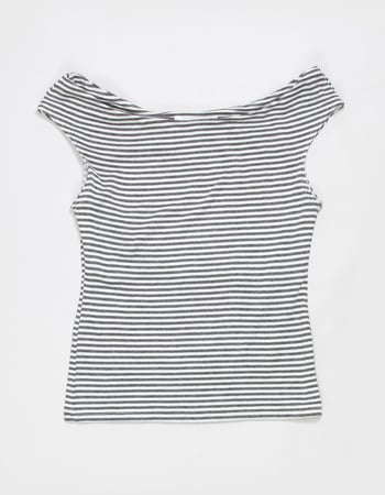 FULL TILT Girls Stripe Off The Shoulder Top Primary Image
