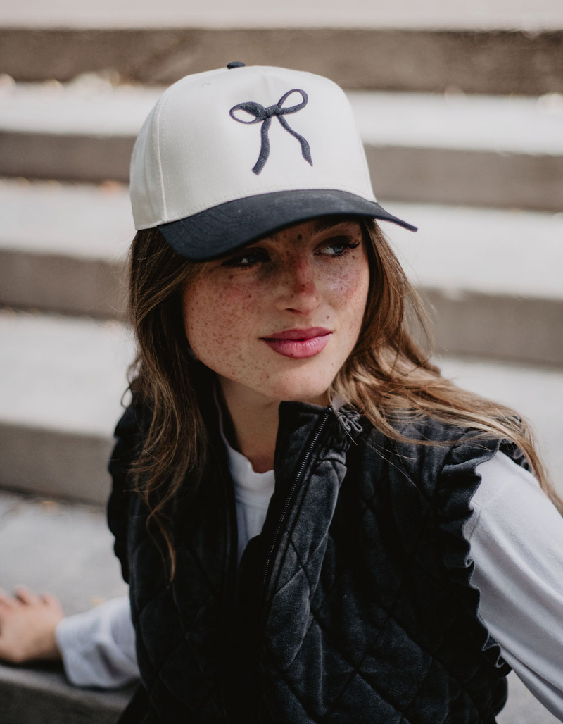 KATYDID Black Coquette Bow Vintage Two-Toned Hat image number 3