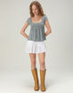 RSQ Womens Stripe Henley Babydoll Top image number 2