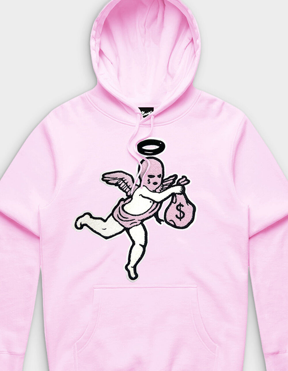 HASTAMUERTE Ski Mask Angel Chenille Patch Mens Hoodie - LIGHT PINK