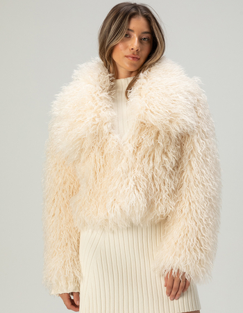 WEST OF MELROSE Crop Shaggy Womens Jacket Primary Image