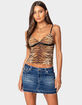 EDIKTED Tiger Printed Mesh Tank Top image number 1