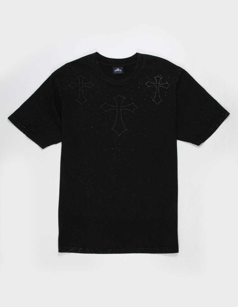 LA FAMILIA Crosses Mens Rhinestone Boxy Tee image number 0