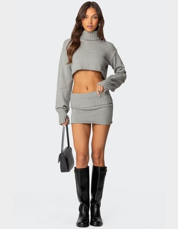 EDIKTED Gino Cropped Turtle Neck Sweater Alternative Image