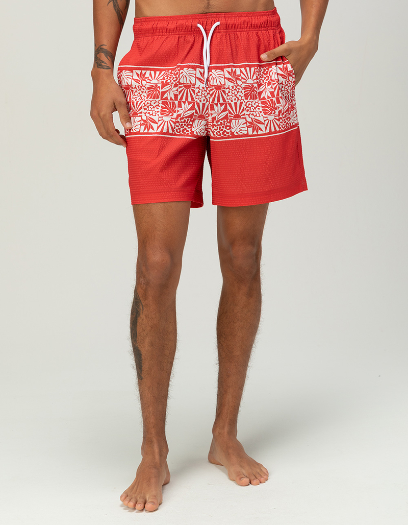 RSQ Mens Seersucker 6.5" Swim Trunks image number 1