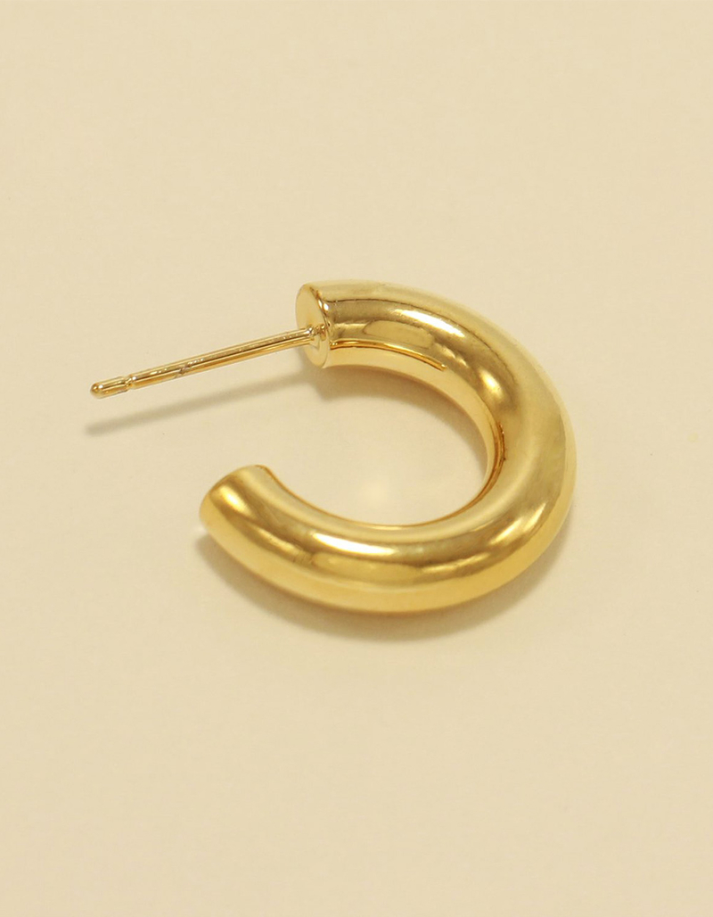 SECRET BOX NEW YORK 14K Gold Dipped Thick Tube Hoop Earrings image number 4