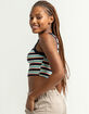 SKY AND SPARROW Stripe Womens Muscle Crop Tank image number 2