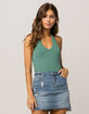 BOZZOLO Crop Green Womens Halter Top image number 1