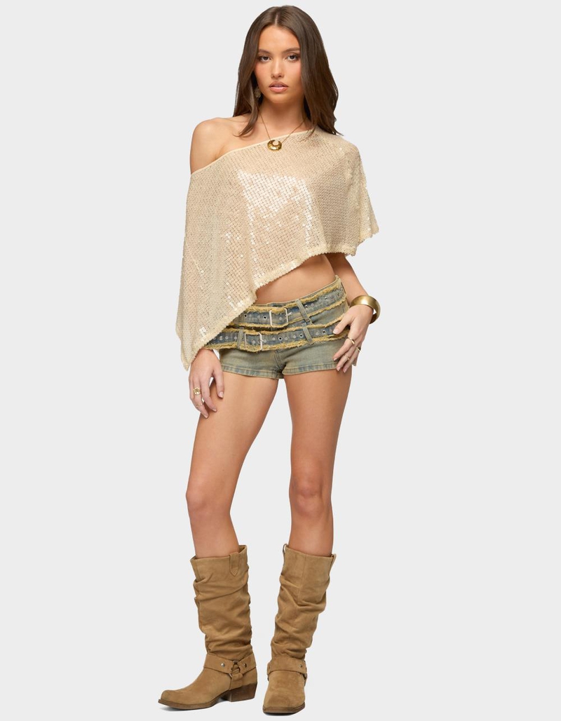 EDIKTED Alanna Sheer Sequin Poncho image number 4