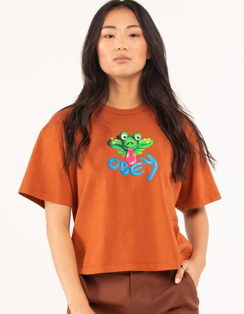 OBEY Clay Frog Womens Crop Tee image number 1