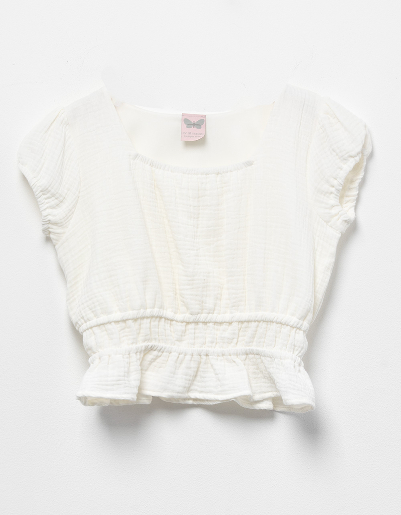 FOR ALL SEASONS Solid Peplum Girls Top image number 0