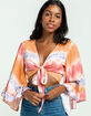 MILEY AND MOLLY Tie Dye Bell Sleeve Tie Front Top image number 1