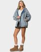 EDIKTED Hooded Vintage Washed Denim Bomber Jacket image number 3
