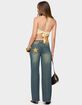 EDIKTED Faux Suede Star Low Rise Jeans image number 4