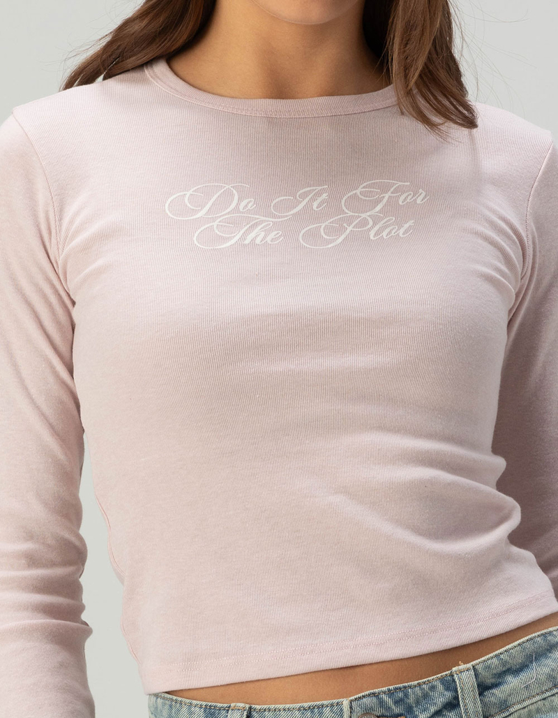 RSQ Womens Do It For The Plot Long Sleeve Baby Tee image number 1