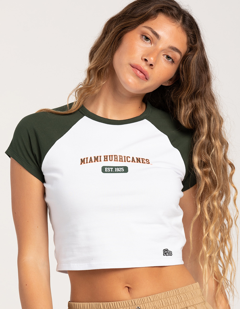 HYPE AND VICE Miami Hurricanes Womens Raglan Tee image number 0