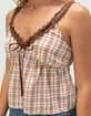 MADDEN GIRL Plaid Womens Babydoll Top image number 5