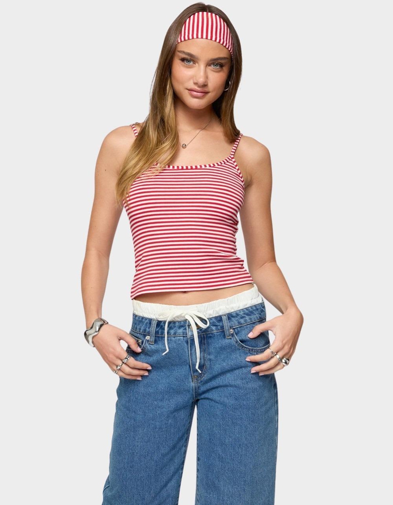 EDIKTED Two Piece Striped Headband Tank Top image number 0