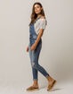 SKY AND SPARROW Skinny Button Front Womens Ripped Overalls image number 2