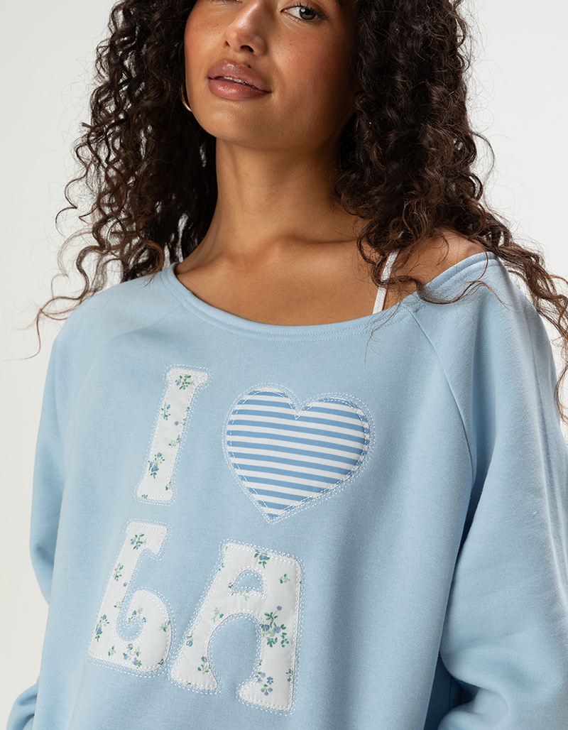 FULL TILT LA Applique Womens Off The Shoulder Sweatshirt image number 1
