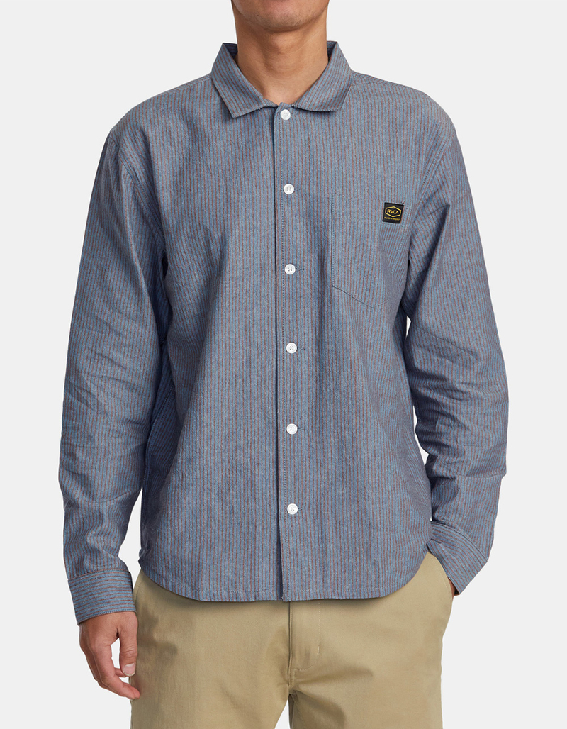 RVCA Dayshift Stripe Mens Button Up Shirt image number 0