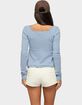 EDIKTED Sare Striped Babydoll Henley Top image number 3
