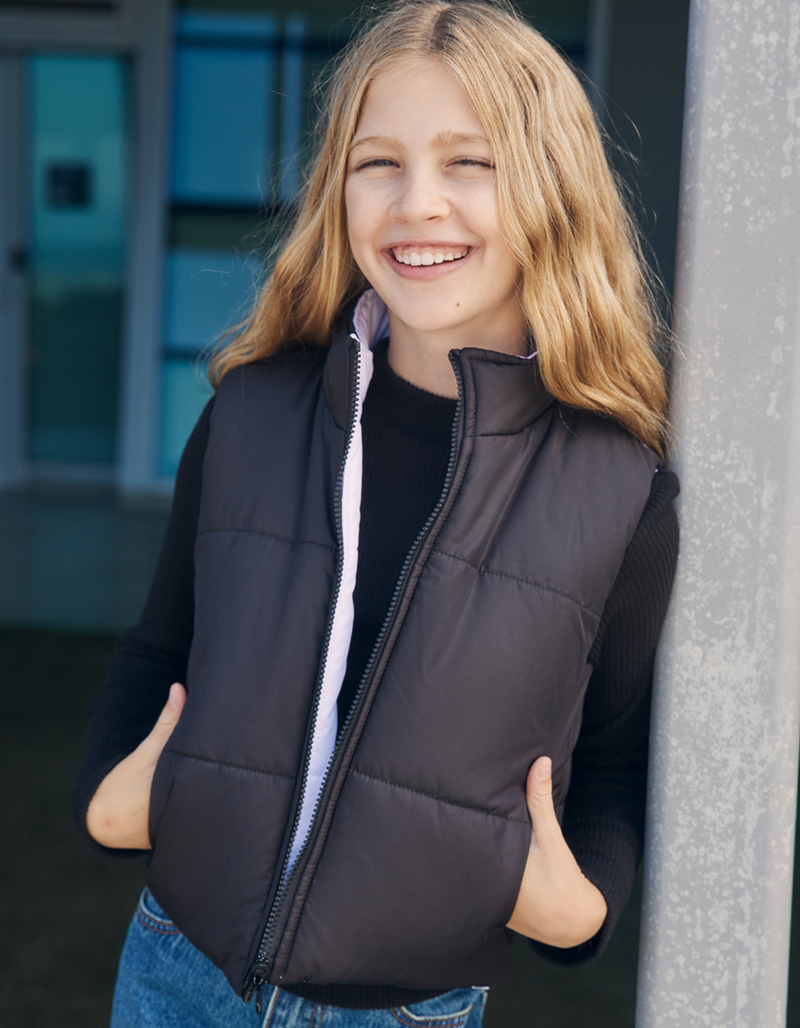 FULL TILT Girls Reversible Nylon Puffer Vest image number 3