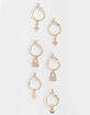 FULL TILT 3 Pack Star & Lock Hoop Earrings image number 1