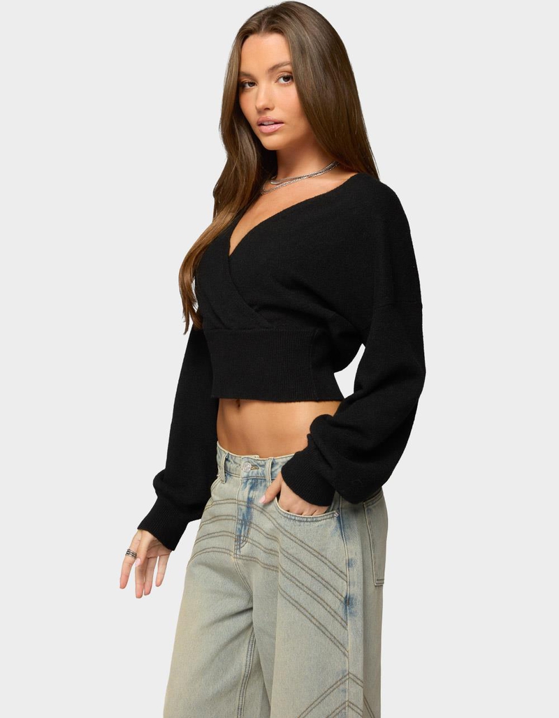 EDIKTED Lillia V Neck Wrap Sweater image number 1