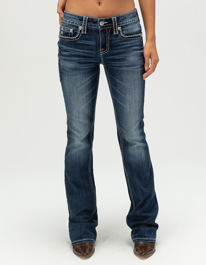 MISS ME Cross Womens Mid Rise Bootcut Jeans image number 2